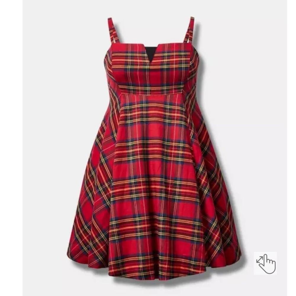 Torrid 20 Betsey Johnson Red Tartan Plaid Punk Gothic Rockabilly Tulle Dress - Picture 5 of 8